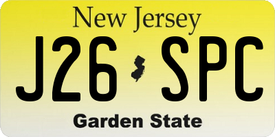 NJ license plate J26SPC