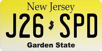 NJ license plate J26SPD
