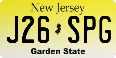 NJ license plate J26SPG