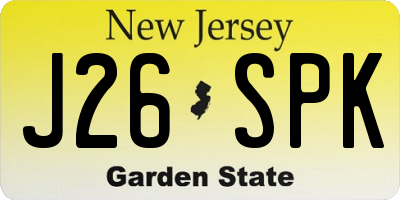 NJ license plate J26SPK