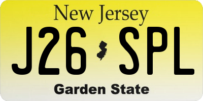 NJ license plate J26SPL