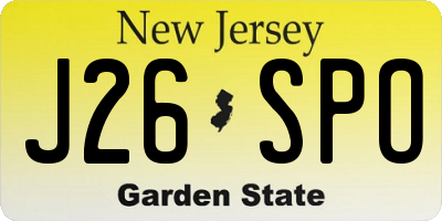 NJ license plate J26SPO