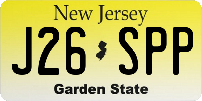 NJ license plate J26SPP