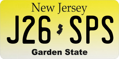 NJ license plate J26SPS