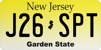 NJ license plate J26SPT