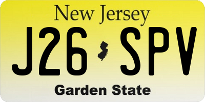 NJ license plate J26SPV