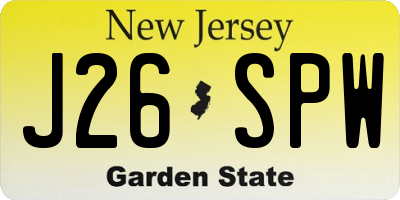 NJ license plate J26SPW