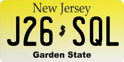 NJ license plate J26SQL