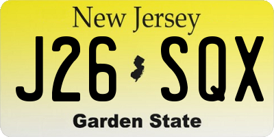 NJ license plate J26SQX