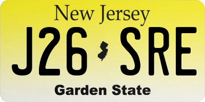 NJ license plate J26SRE