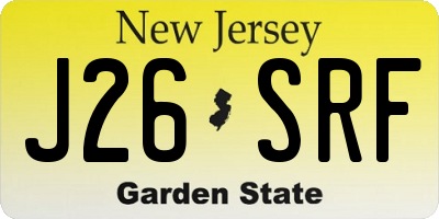 NJ license plate J26SRF