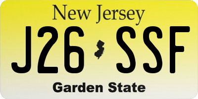 NJ license plate J26SSF