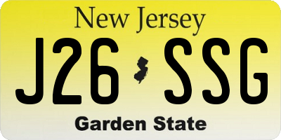 NJ license plate J26SSG