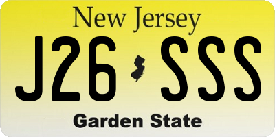NJ license plate J26SSS