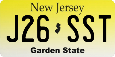 NJ license plate J26SST