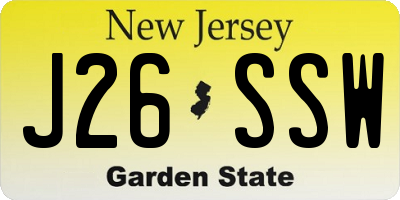 NJ license plate J26SSW