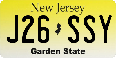 NJ license plate J26SSY