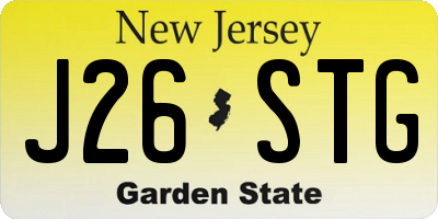 NJ license plate J26STG