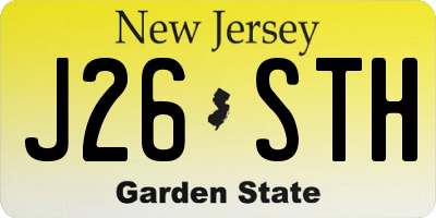 NJ license plate J26STH
