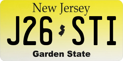 NJ license plate J26STI