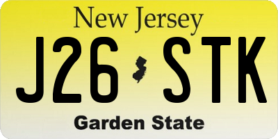 NJ license plate J26STK