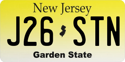 NJ license plate J26STN