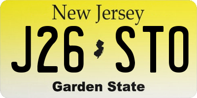 NJ license plate J26STO