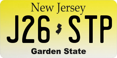 NJ license plate J26STP