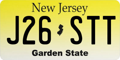 NJ license plate J26STT