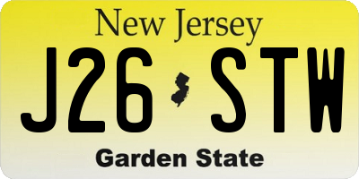 NJ license plate J26STW