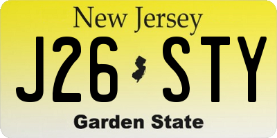 NJ license plate J26STY
