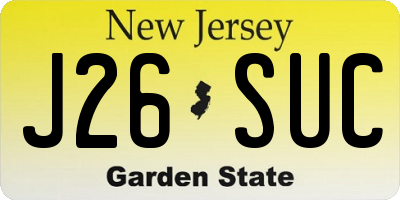 NJ license plate J26SUC