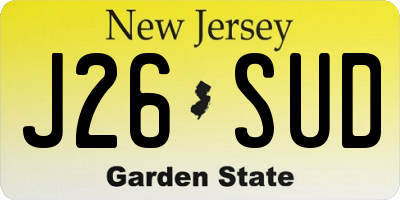 NJ license plate J26SUD