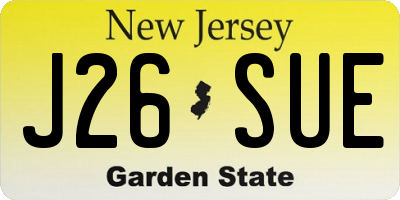 NJ license plate J26SUE