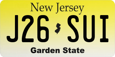 NJ license plate J26SUI