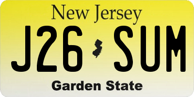 NJ license plate J26SUM