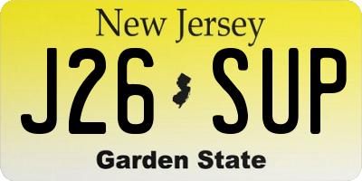 NJ license plate J26SUP