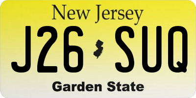 NJ license plate J26SUQ