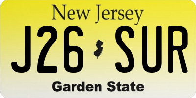 NJ license plate J26SUR