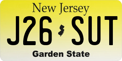 NJ license plate J26SUT