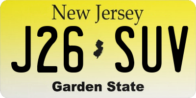 NJ license plate J26SUV