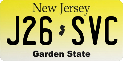 NJ license plate J26SVC