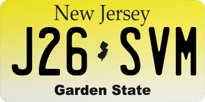 NJ license plate J26SVM