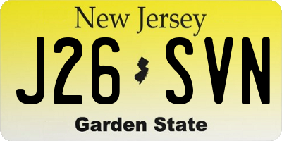 NJ license plate J26SVN