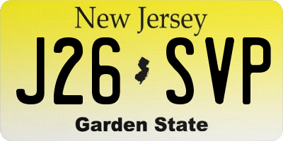 NJ license plate J26SVP