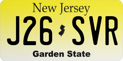 NJ license plate J26SVR