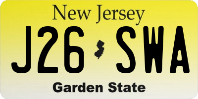 NJ license plate J26SWA