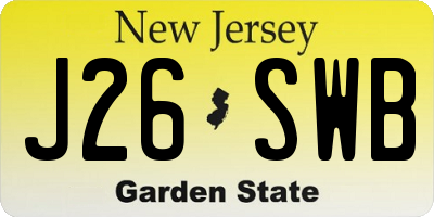 NJ license plate J26SWB