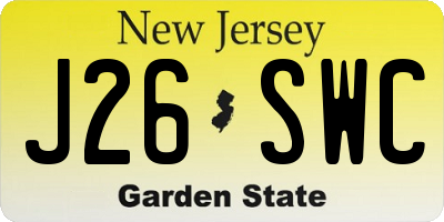 NJ license plate J26SWC