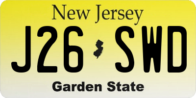 NJ license plate J26SWD